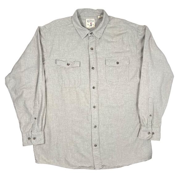 Bass Pro Shop (XL) Red Head Brand Solid Flannel Long-Sleeve Shirt Beige-Khaki - Picture 10 of 14